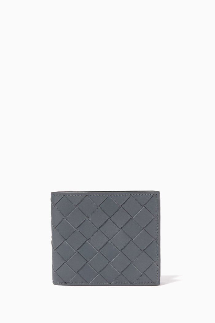 

Bi-fold Wallet in Intrecciato Calfskin, Grey