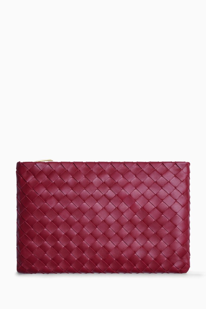 Pouch in Intrecciato Nappa, Red