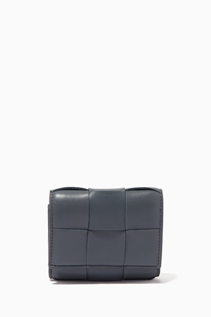 

Tri-fold Wallet in Intrecciato Nappa, Grey
