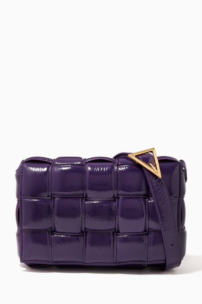 

Padded Cassette Bag in Textured Leather, Purple