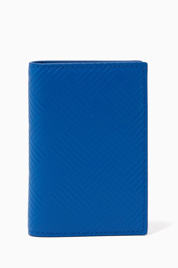 

Bi-fold Card Case in Intrecciato Debossed Calfskin, Blue