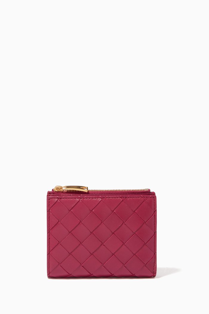 

Mini Bi-fold Zip Wallet in Intrecciato Nappa, Red