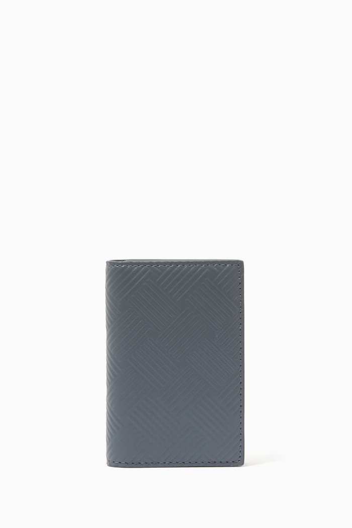 

Bi-fold Card Case in Intrecciato Debossed Calfskin, Grey