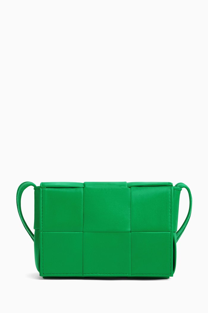 

Mini Cassette Bag in Intrecciato Paper Calf, Green