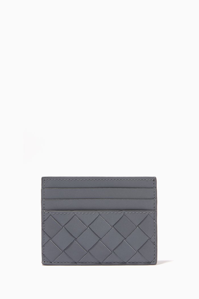 

Card Case in Intrecciato Calfskin, Grey