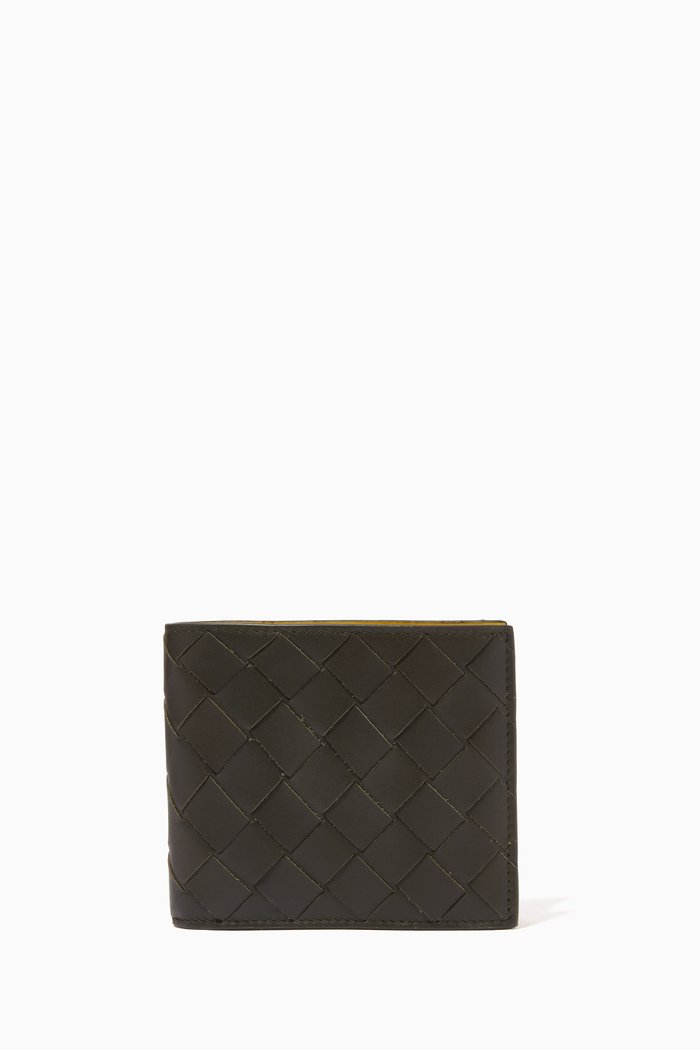 

Bi-fold Wallet in Intrecciato Calfskin, Green