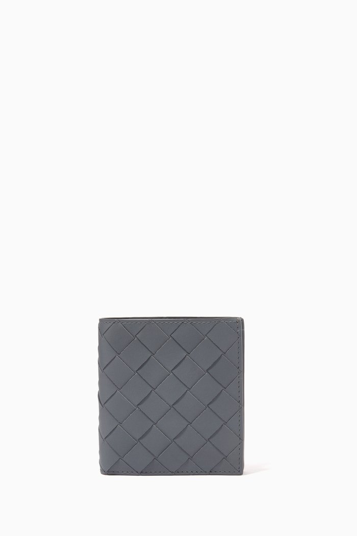 

Bi-fold Wallet in Intrecciato Calfskin, Grey