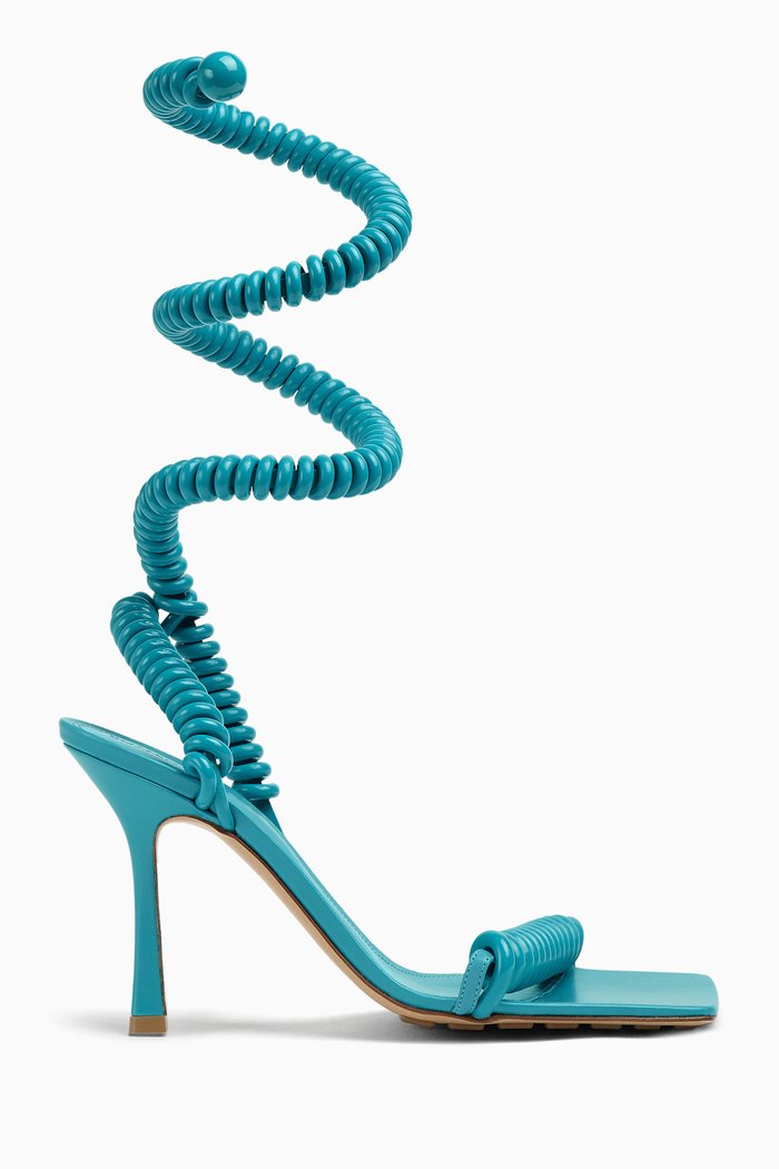 

Wire Stretch Sandals in Leather & Rubber, Blue