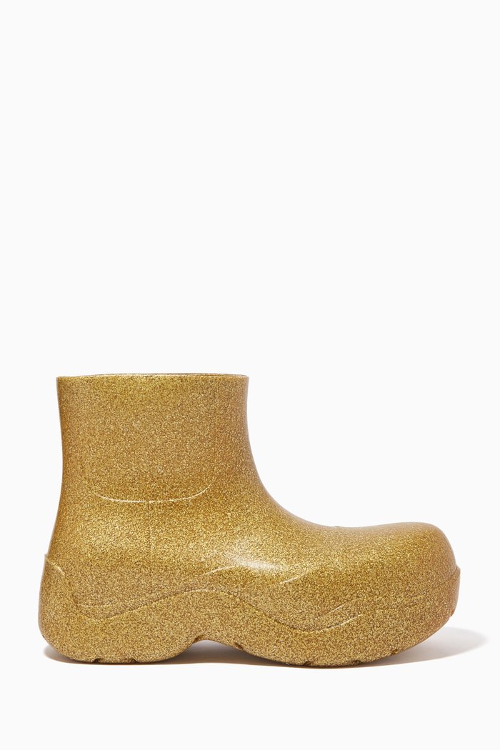 

Puddle Boots in Glitter Rubber, Gold