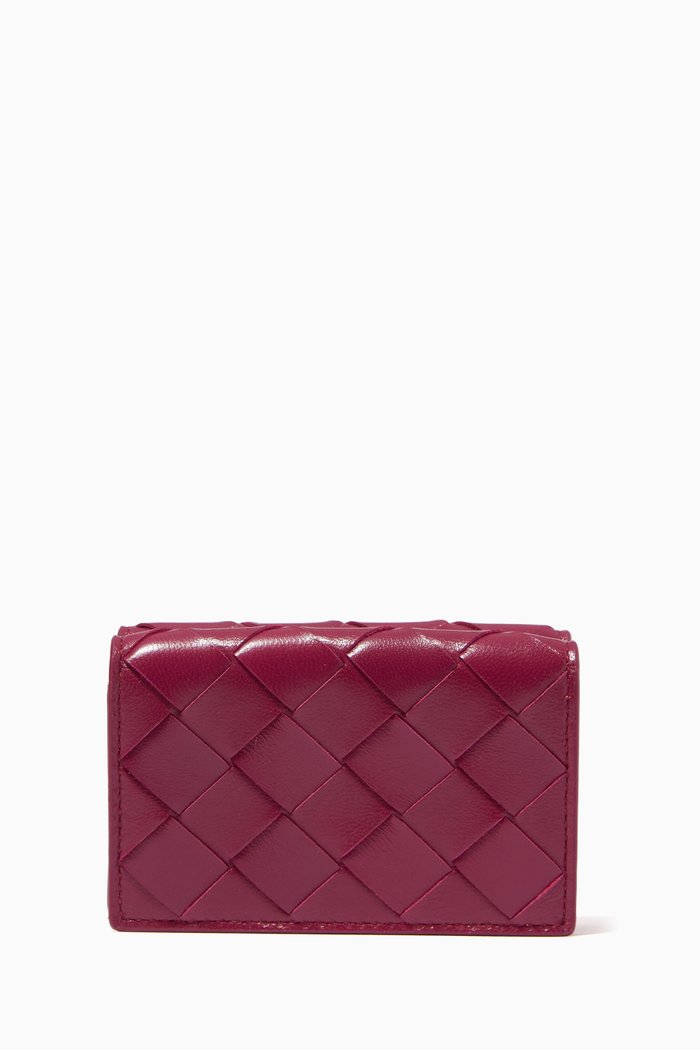 

Tiny Tri-fold Wallet in Intrecciato Nappa, Red