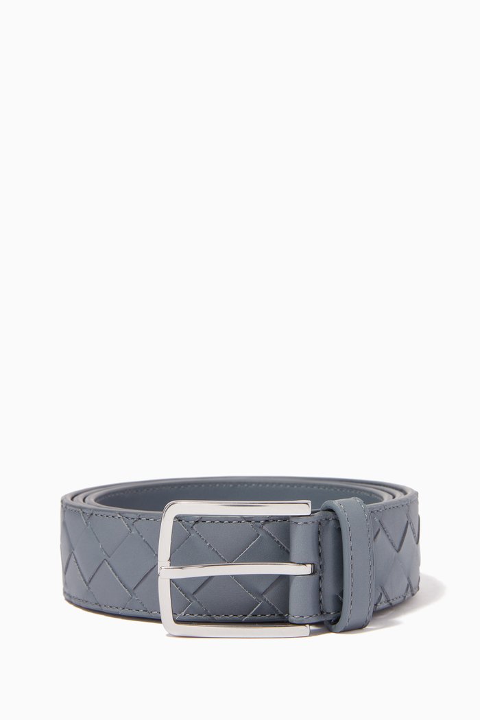 

Belt in Intrecciato Calfskin, 35mm, Grey