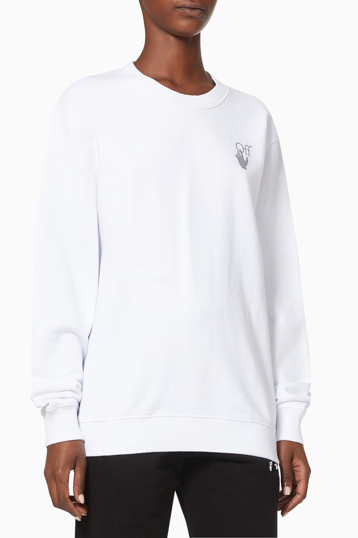

Chine Arrows Sweatshirt in Cotton Jersey, White
