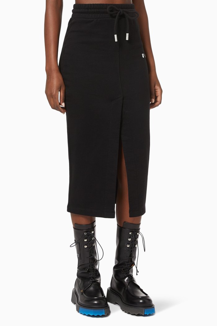 

Logo Skirt in Cotton Jersey, Black