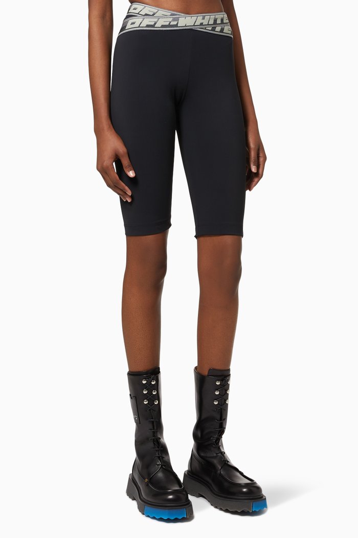 

Logo Band Active Shorts in Technical Fabric, Black