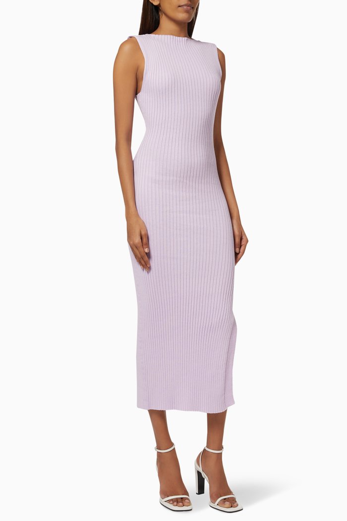 

Drew Midi Dress in Cotton Knit, Purple
