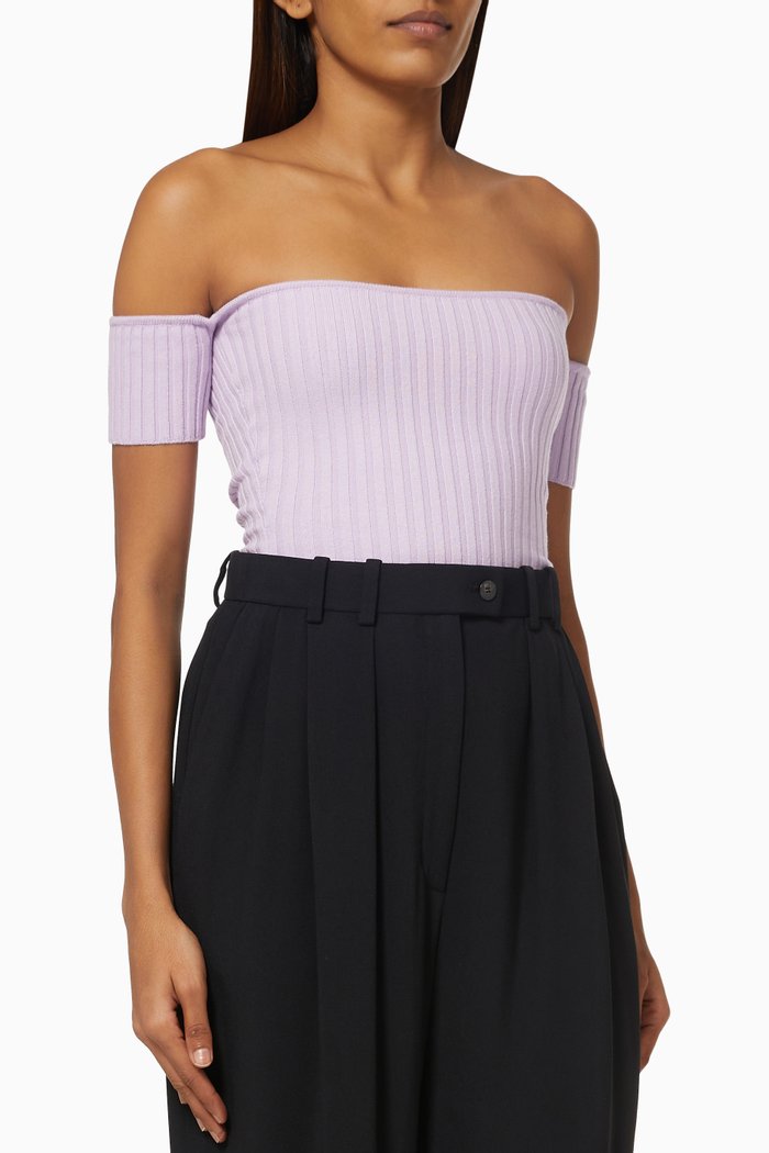 

Melodie Top in Stretch Cotton Knit, Purple