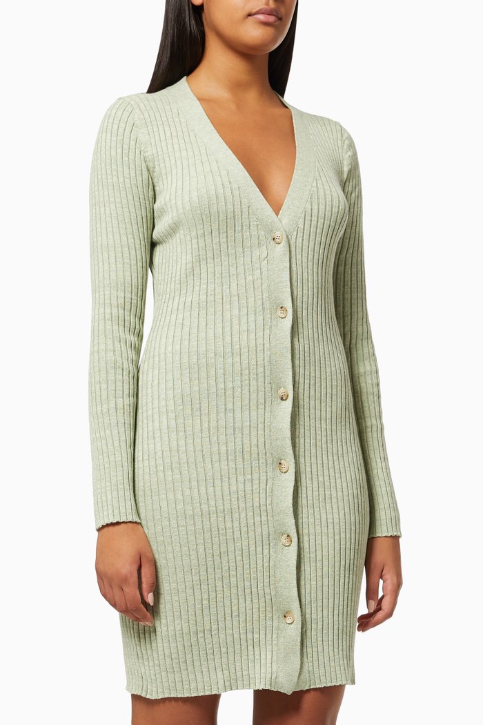 

Misha Dress in Ribbed Knit, Green