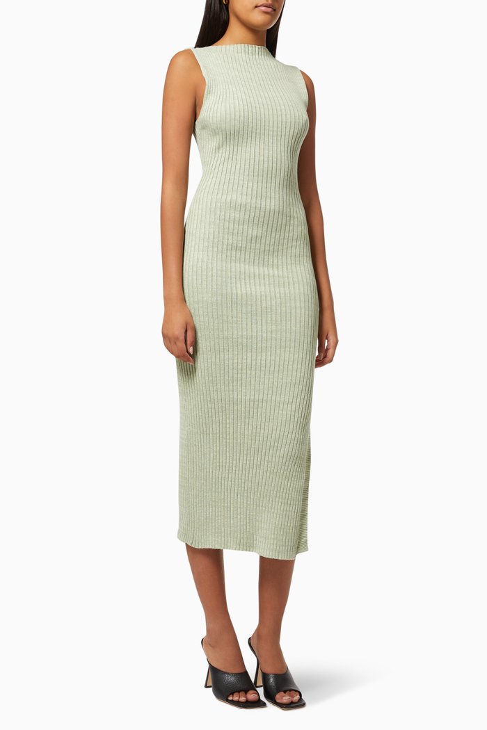 

Drew Dress in Ribbed Knit, Green