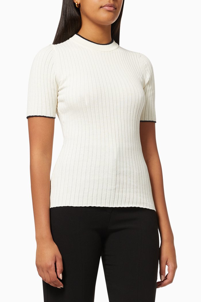 

Bebe Top in Ribbed Knit, Neutral