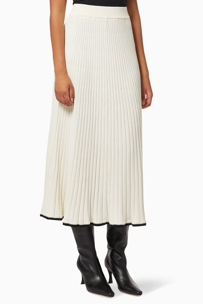 

Felicia Midi Skirt in Ribbed Knit, Neutral