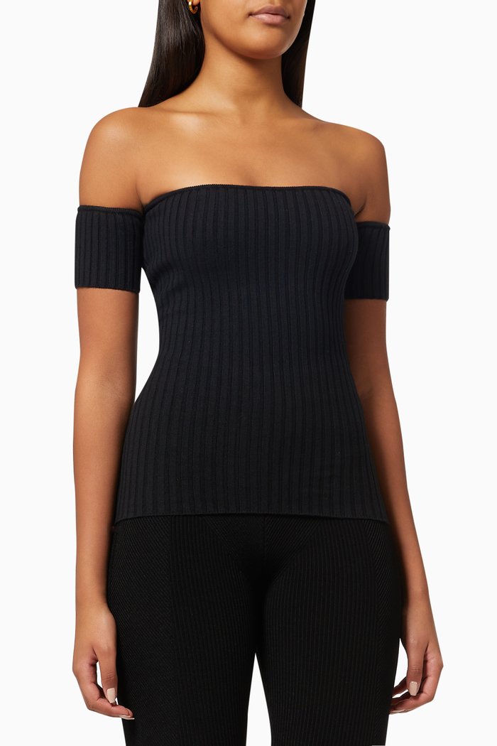 Melodie Top in Ribbed Knit, Black