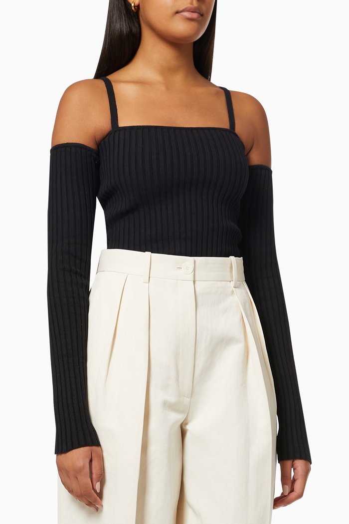 

Bonnie Top in Ribbed Knit, Black
