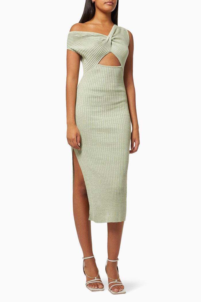 

Zanita Dress in Rib Knit Cotton, Green