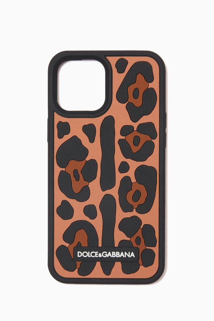 

Leopard-print iPhone 12 Pro Cover in Rubber, Brown