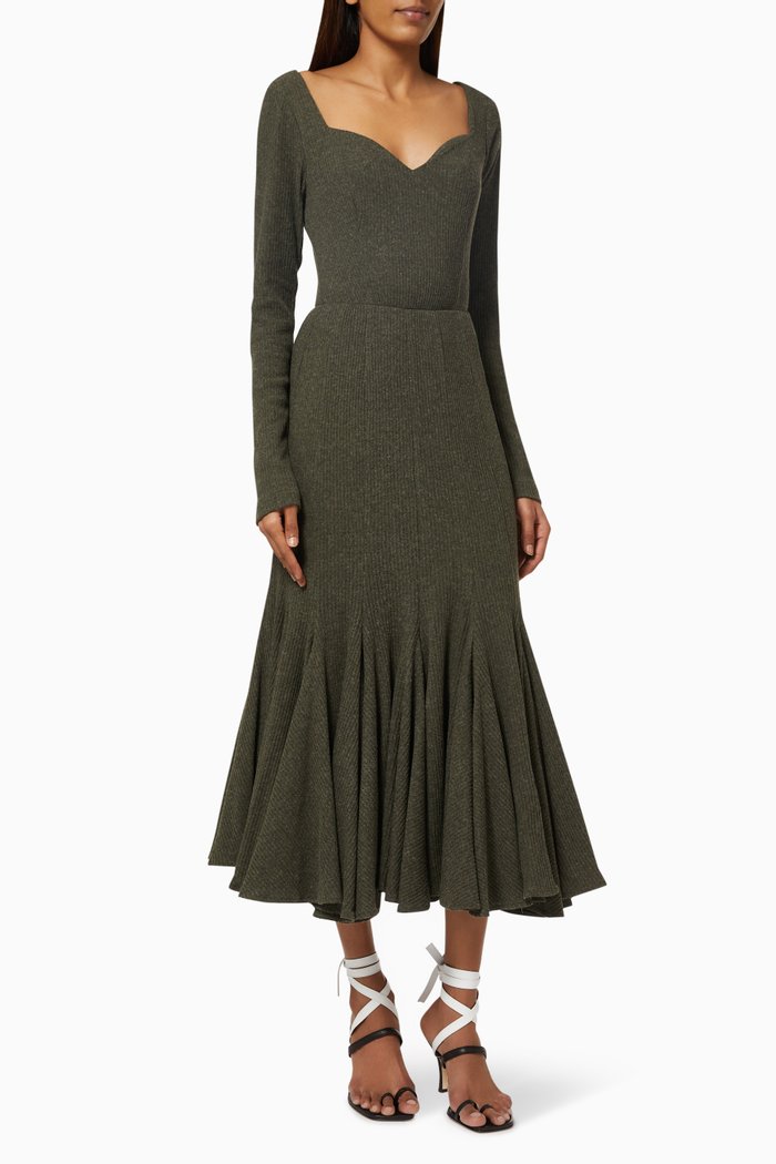 

Gore Midi Dress in Rib-knit Viscose, Brown