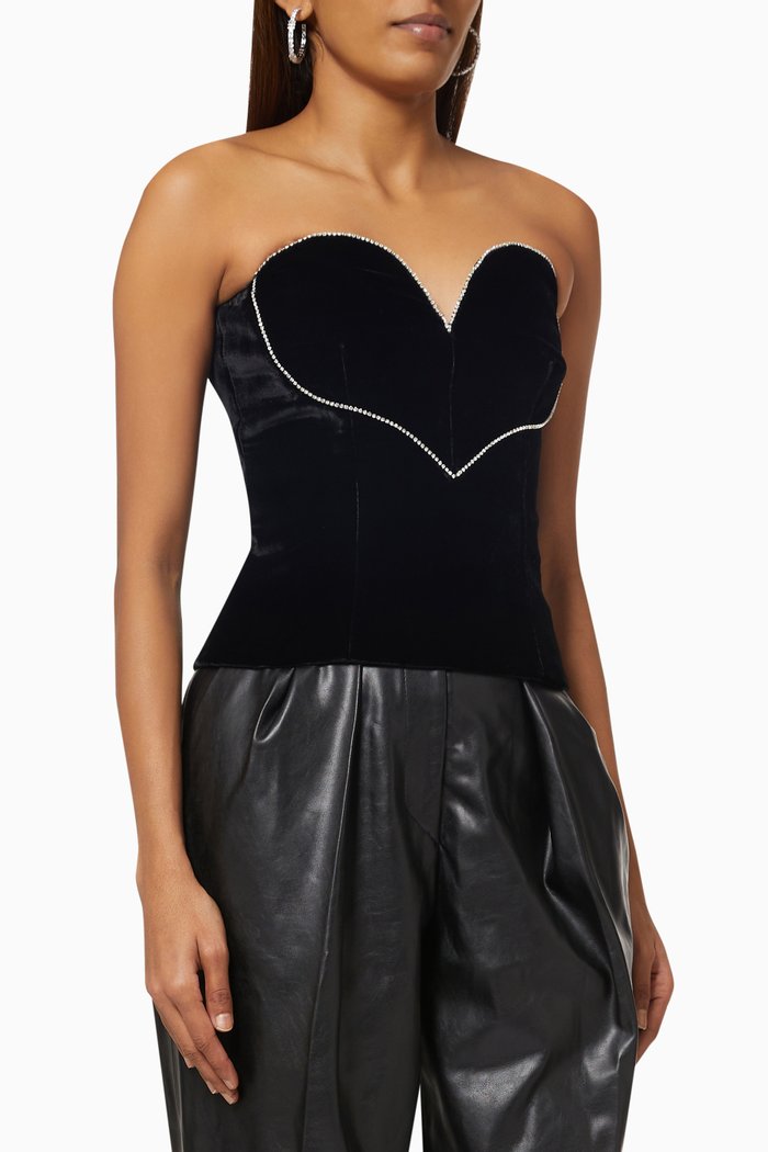 

Love Corset Blouse in Silk Velvet, Black
