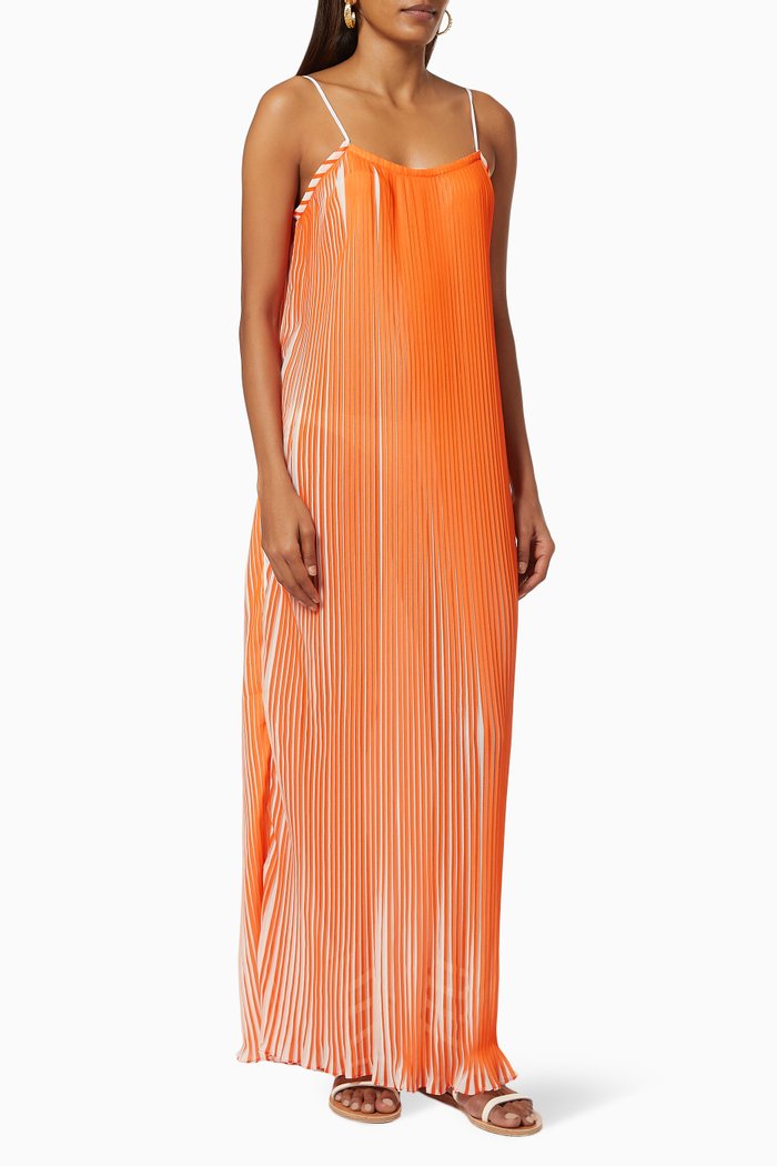 

Stella Midi Dress in Crepe, Orange
