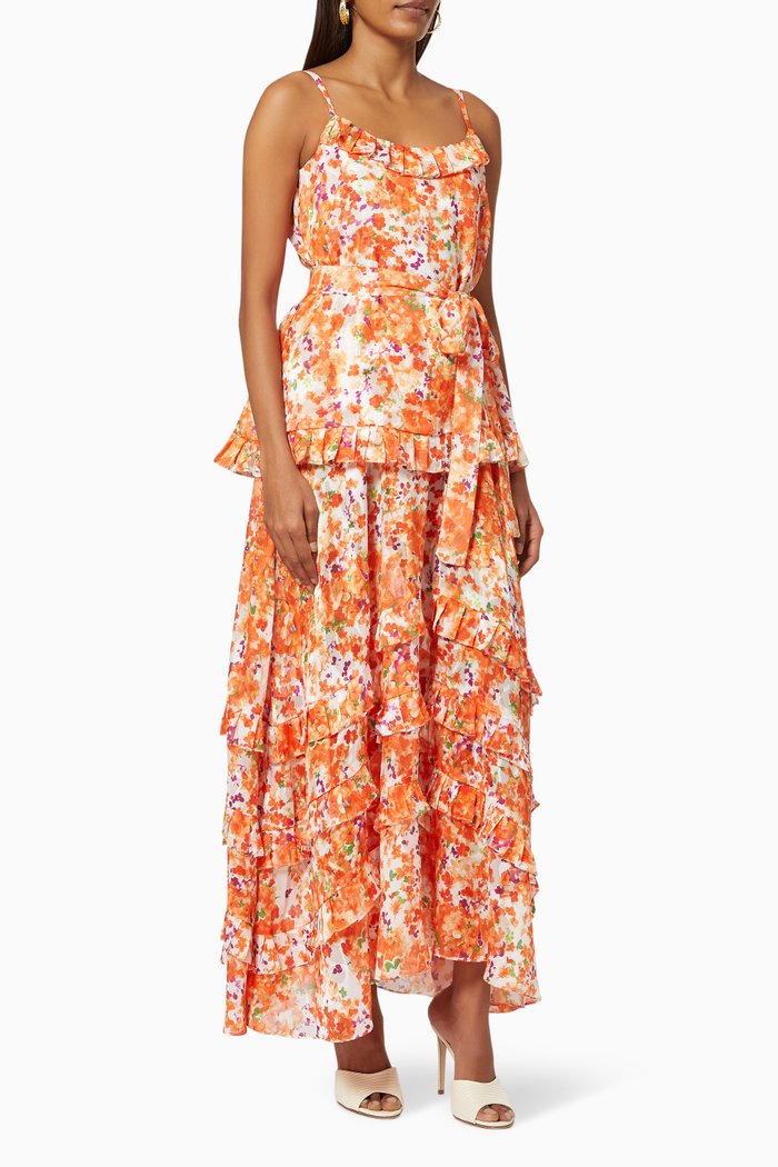 

Triangle Midi Dress in Crepe, Orange