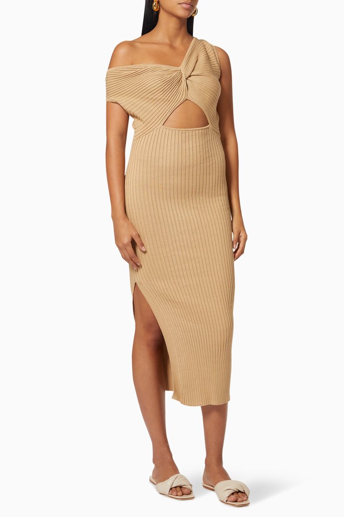 

Zanita Dress in Rib-knit, Brown