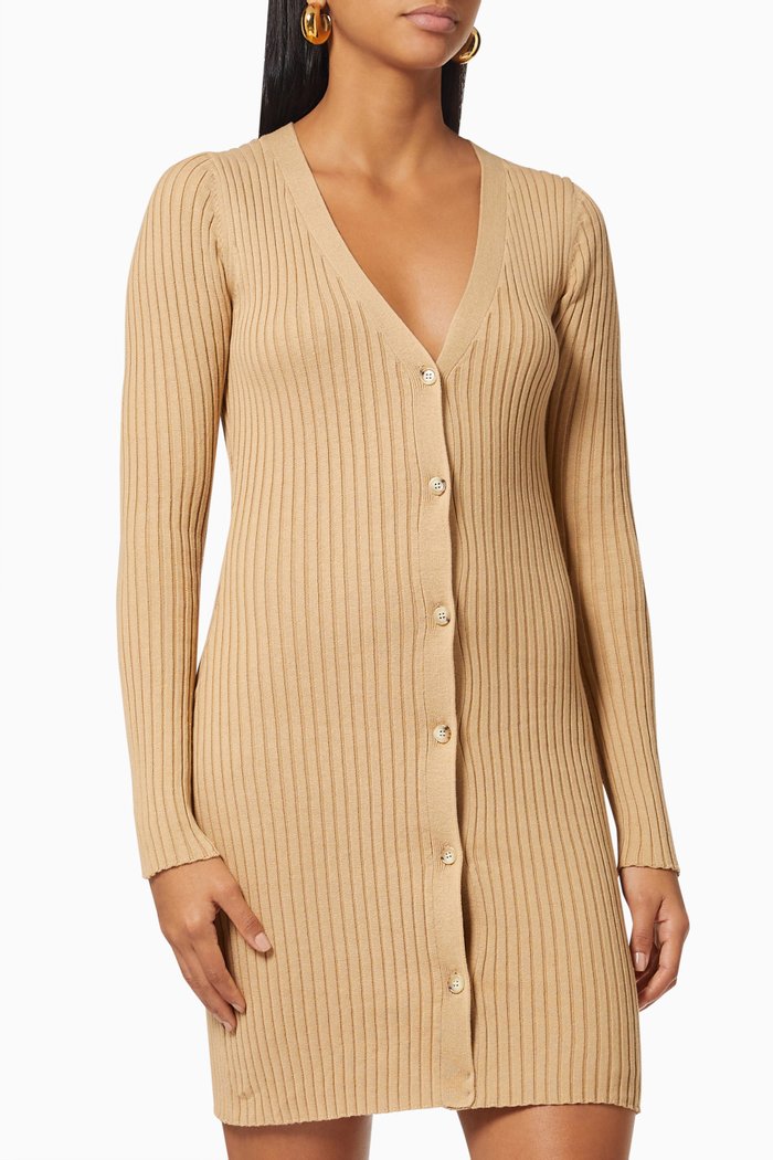 

Misha Dress in Rib-knit, Brown