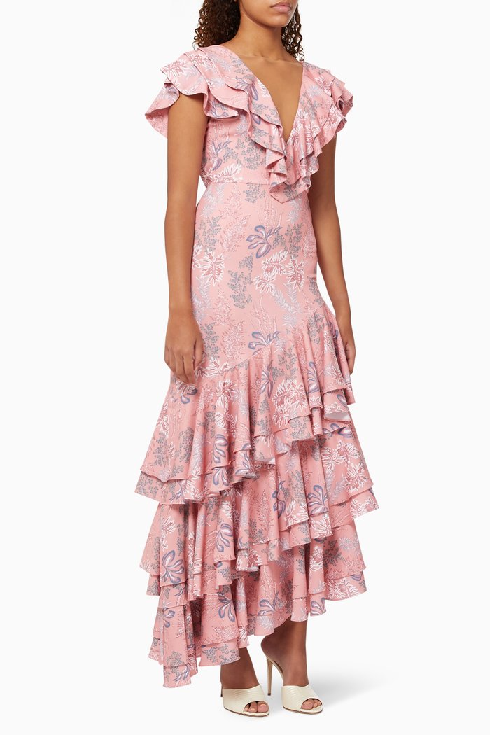 La Catalina Maxi Dress in Viscose Blend, Pink