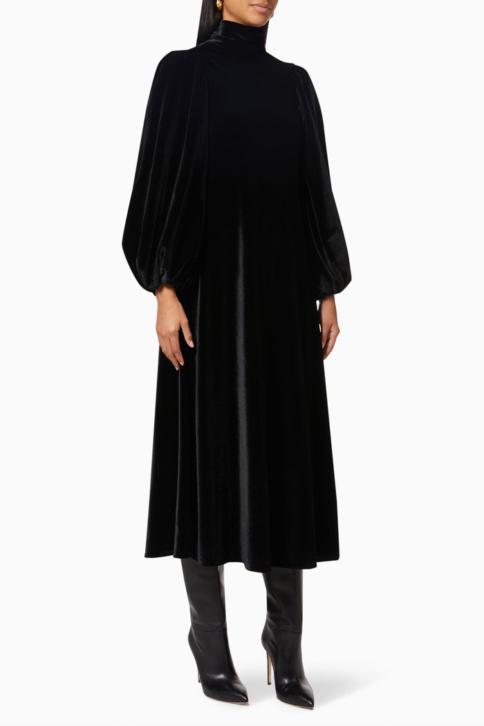 

La Riviera Dress in Velvet, Black