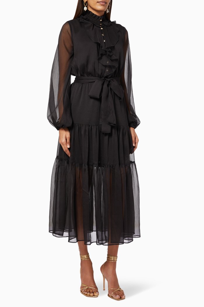 

Shelter Midi Dress in Georgette, Black