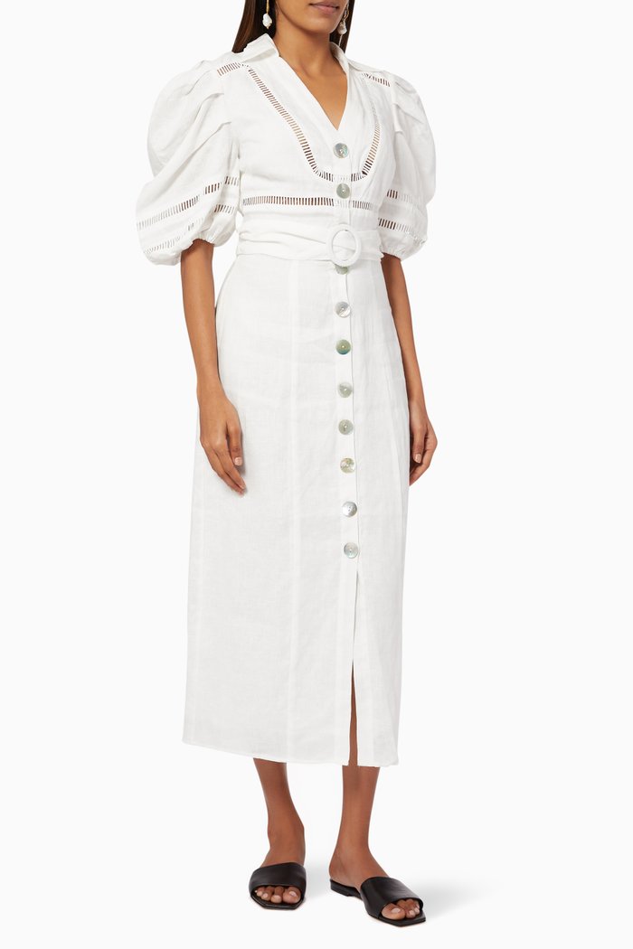 

Composer Midi Dress in Linen, White