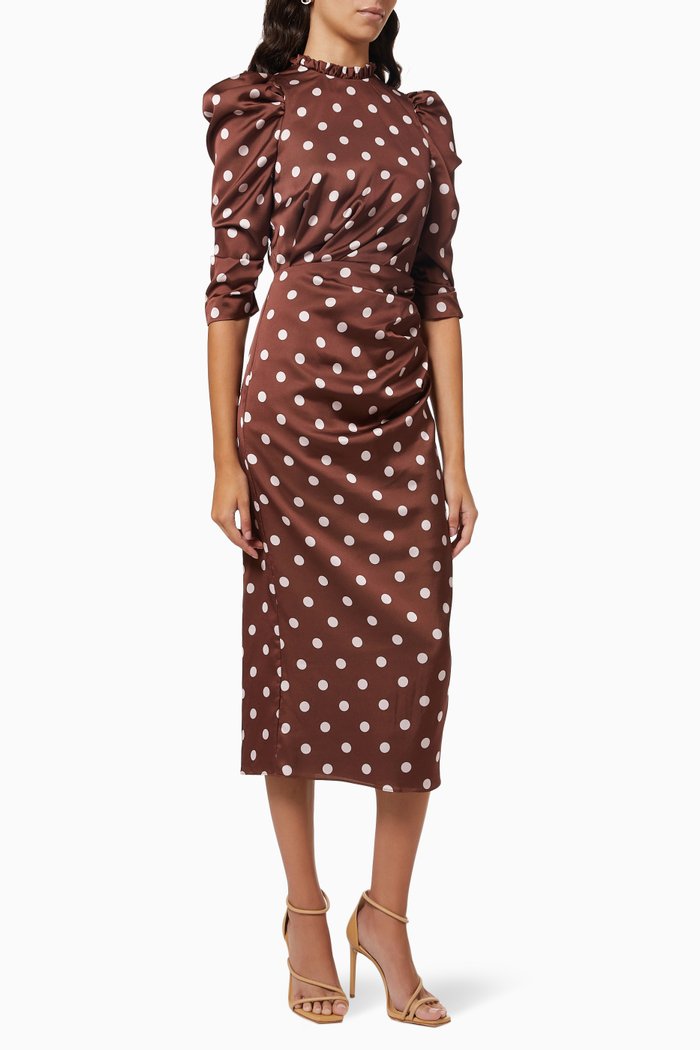 

Radiate Midi Dress in Satin, Brown