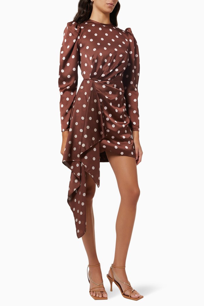 

Radiate Mini Dress in Satin, Brown