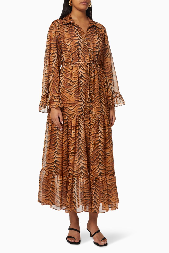 

Tigresse Dress in Chiffon, Brown
