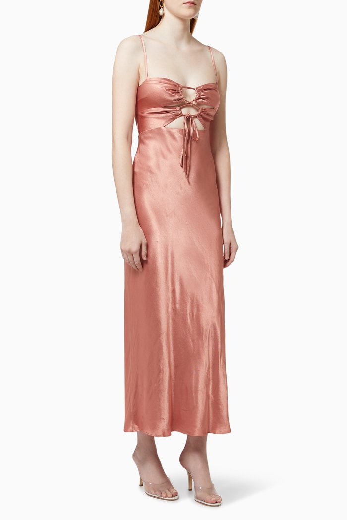 

Eloise Midi Dress in Viscose Satin, Rose gold