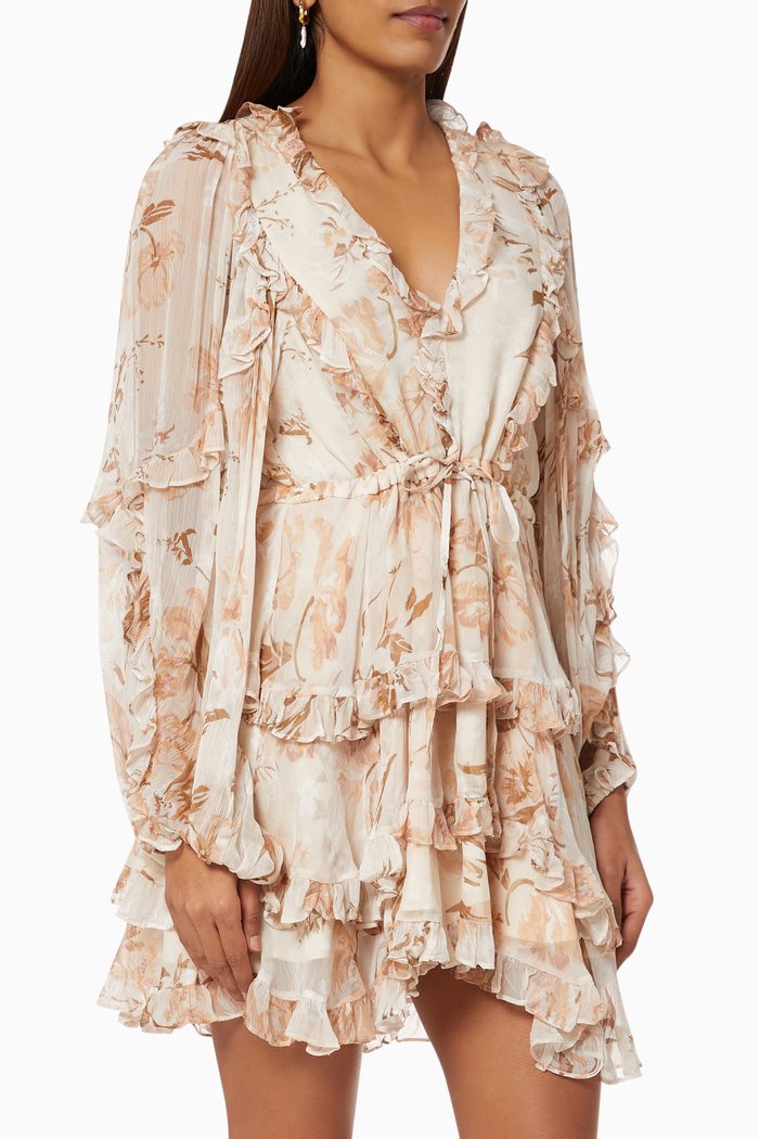 

Nina Frill Mini Dress in Chiffon, Neutral