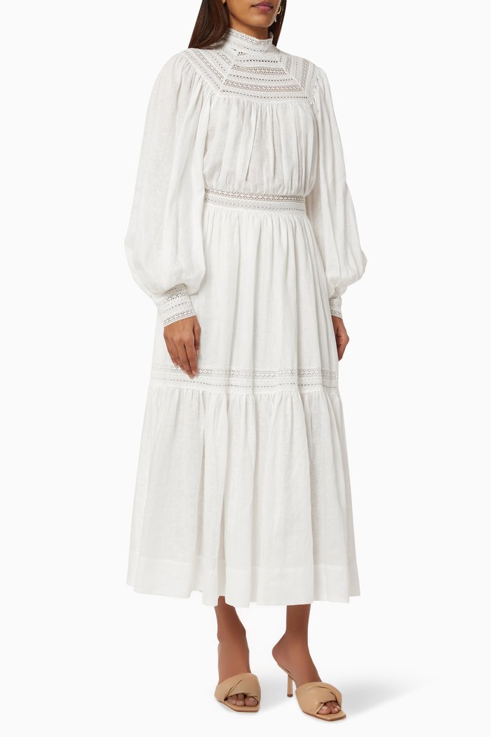 

Lola Midi Dress in Linen, Neutral