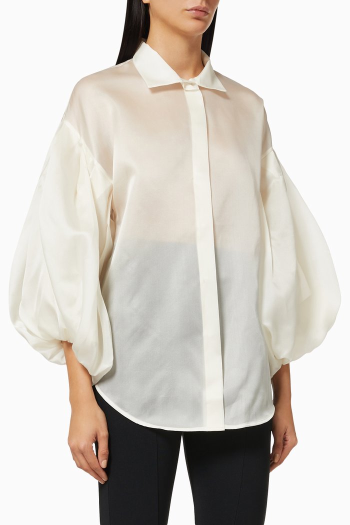 

Gilda Pleated Balloon Sleeves, White