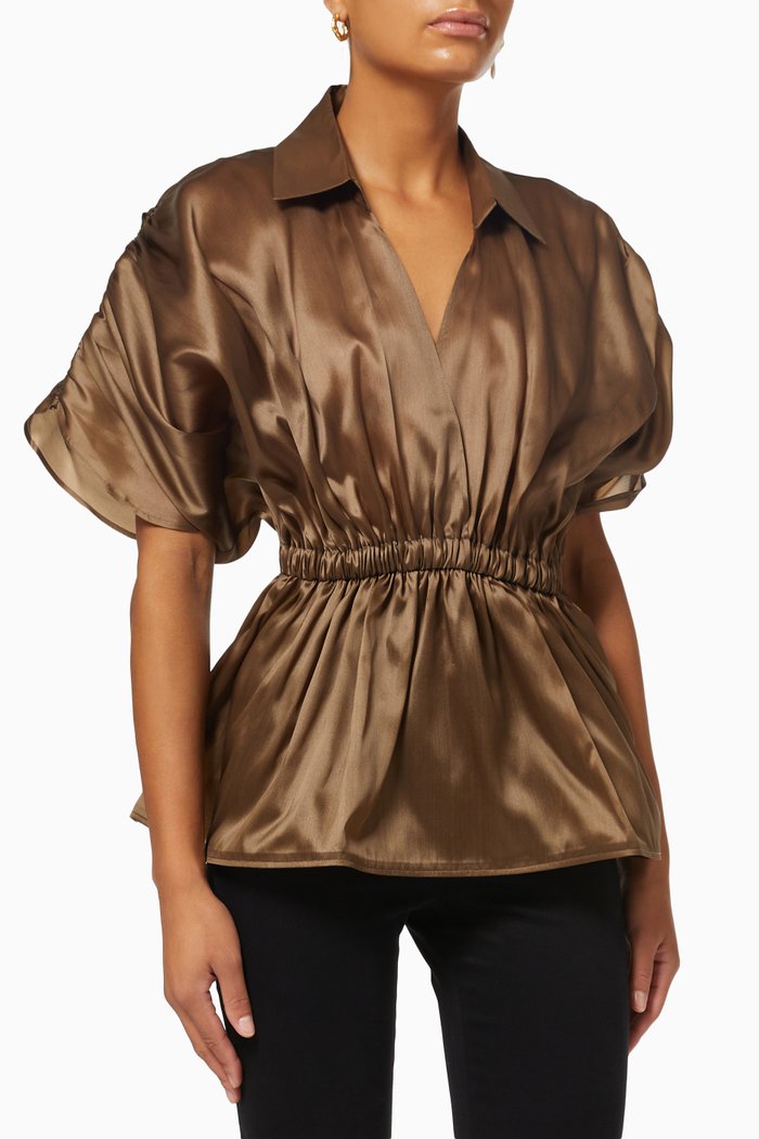 

Madeleine Peplum Top, Brown