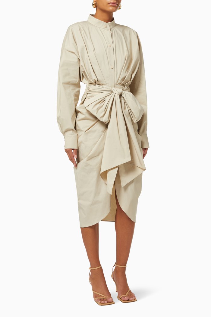 

Beth Tie Up Shirt Dress, Neutral