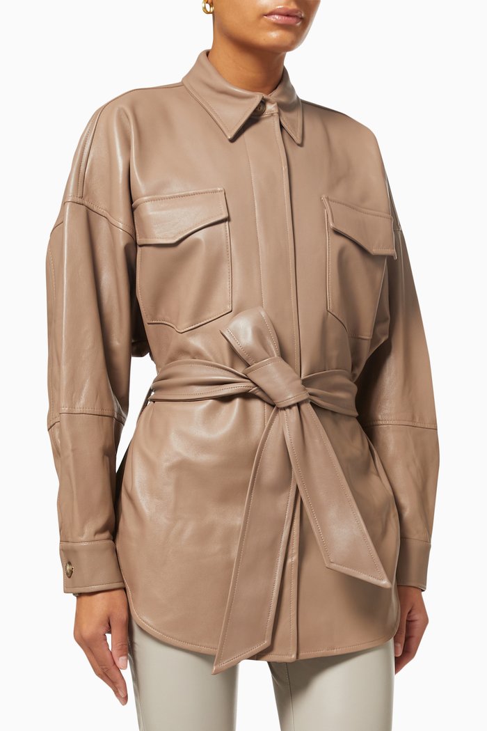 Zoe Belted Shirt, Neutral