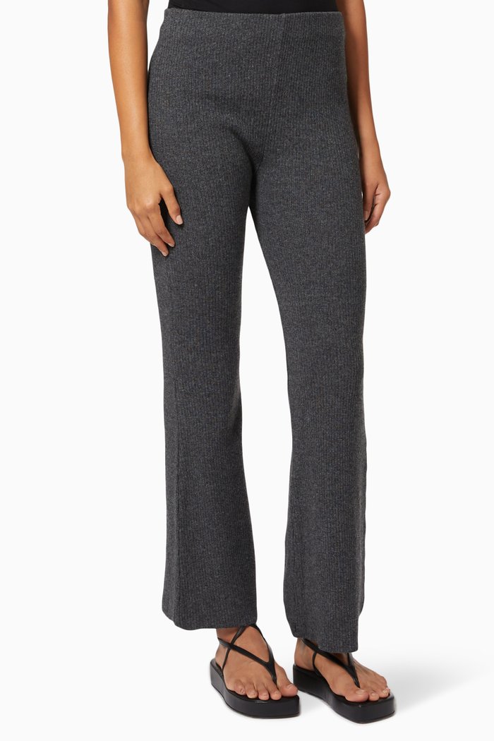 

Danielle Trousers in Cashmere & Wool Ribbed Knit, Grey