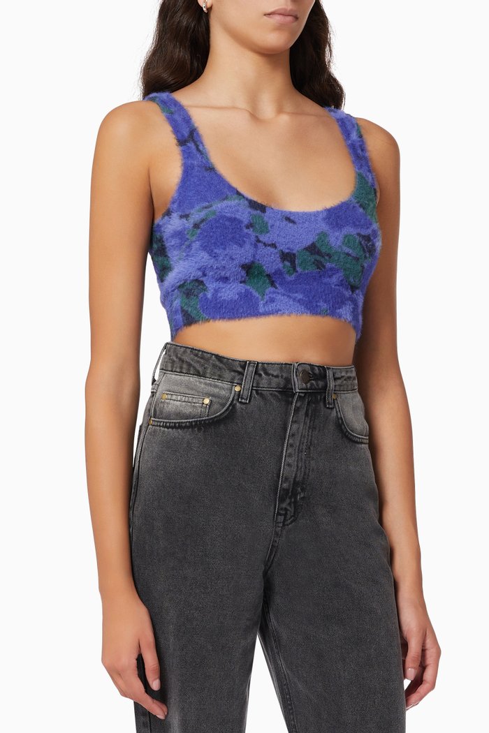 Bridy Knit Crop Top, Blue